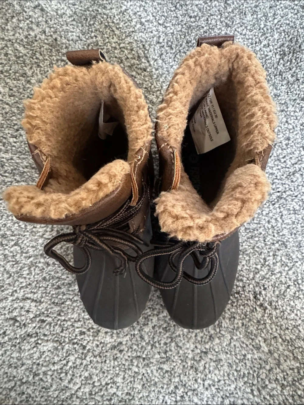 fabkids Brown & Dark Brown Kids Waterproof Winter Boots with Faux Fur